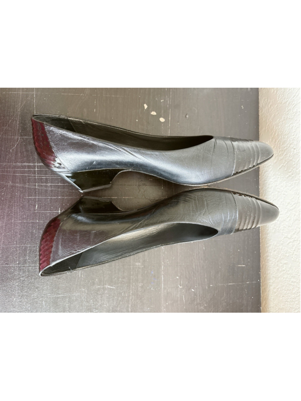 VTG Bally Womens Pump Size 10M Black Leather Low Block Heel Dress Shoe Retro - Picture 6 of 9